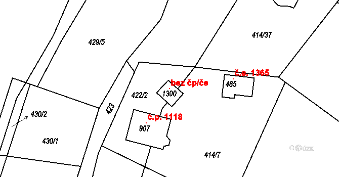 Kamenice 104679336 na parcele st. 1300 v KÚ Ládví, Katastrální mapa