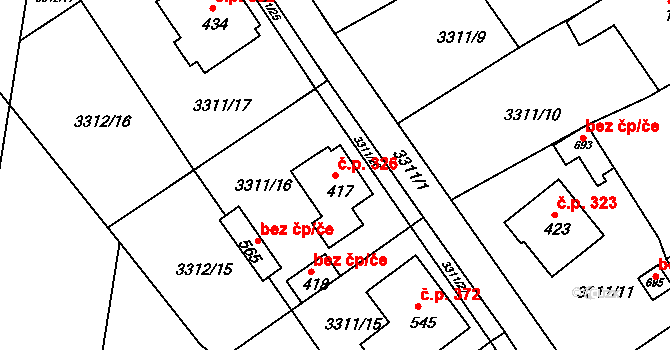 Višňové 326 na parcele st. 417 v KÚ Višňové, Katastrální mapa