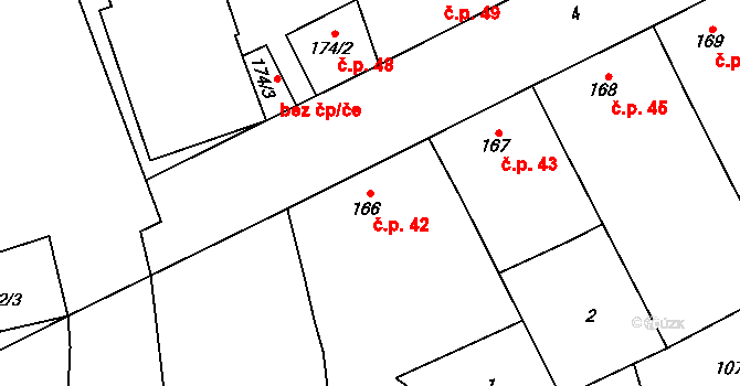Přerov VIII-Henčlov 42, Přerov na parcele st. 166 v KÚ Henčlov, Katastrální mapa