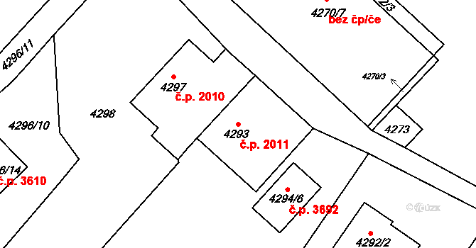 Mělník 2011 na parcele st. 4293 v KÚ Mělník, Katastrální mapa