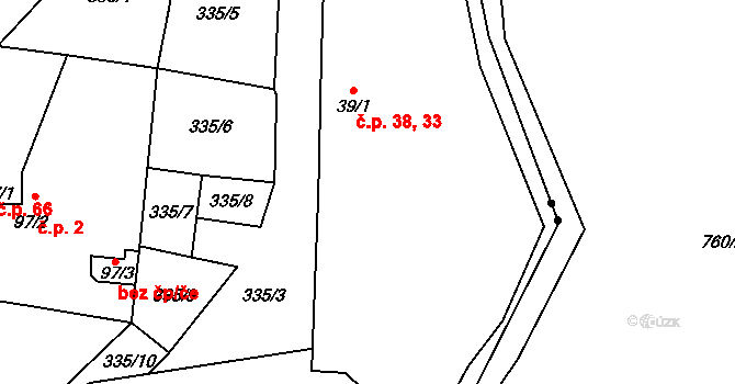 Merklín 33,38 na parcele st. 39/1 v KÚ Merklín u Karlových Var, Katastrální mapa