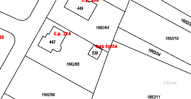 Olbramovice 119063336 na parcele st. 539 v KÚ Olbramovice u Votic, Katastrální mapa