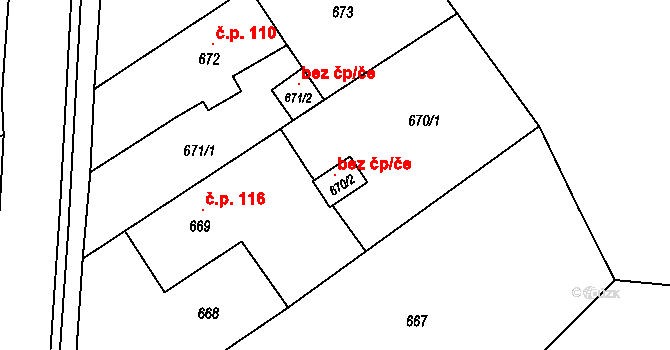 Olbramice 119723336 na parcele st. 670/2 v KÚ Olbramice, Katastrální mapa