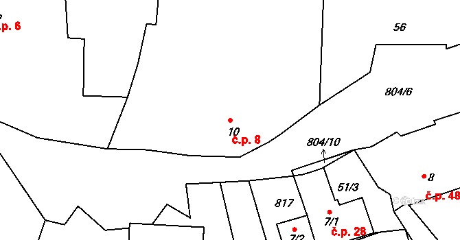 Krasavce 8, Dolní Lukavice na parcele st. 10 v KÚ Krasavce, Katastrální mapa
