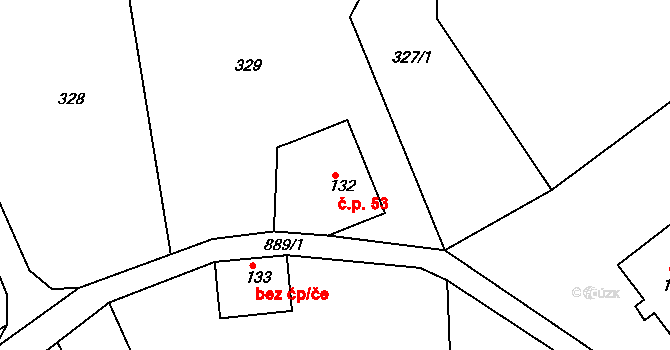Lvová 53, Jablonné v Podještědí na parcele st. 132 v KÚ Lvová, Katastrální mapa
