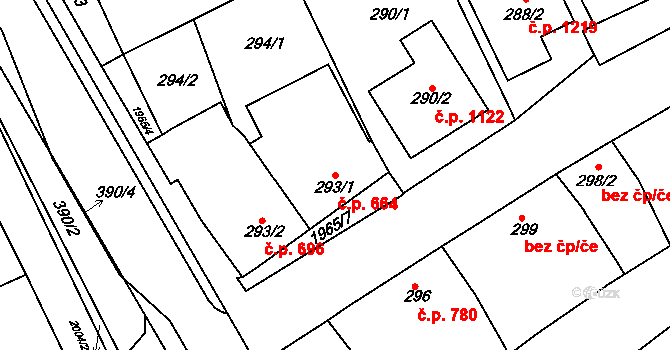 Mistřín 664, Svatobořice-Mistřín na parcele st. 293/1 v KÚ Mistřín, Katastrální mapa