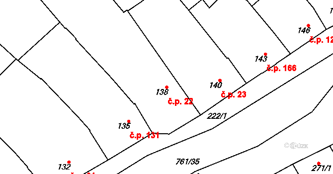 Zarazice 22, Veselí nad Moravou na parcele st. 138 v KÚ Zarazice, Katastrální mapa