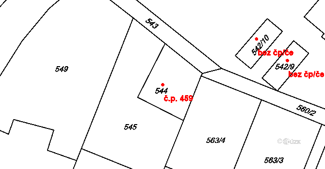 Fryčovice 459 na parcele st. 544 v KÚ Fryčovice, Katastrální mapa