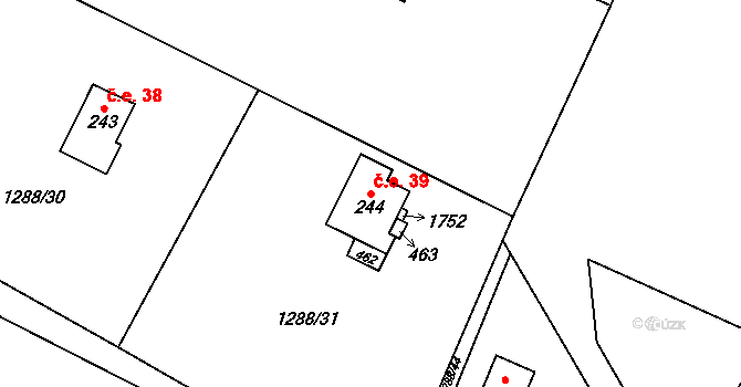 Třemblat 39, Ondřejov na parcele st. 244 v KÚ Třemblat, Katastrální mapa