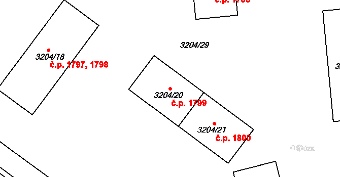 Roudnice nad Labem 1799 na parcele st. 3204/20 v KÚ Roudnice nad Labem, Katastrální mapa