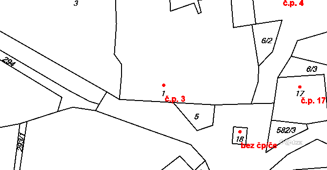 Švejcarova Lhota 3, Úlehle na parcele st. 1 v KÚ Švejcarova Lhota, Katastrální mapa