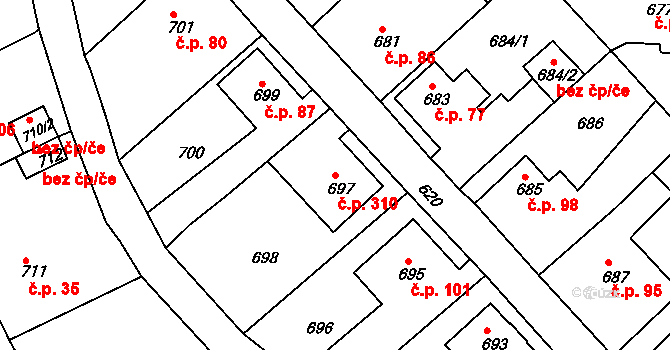 Děčín XXXII-Boletice nad Labem 310, Děčín na parcele st. 697 v KÚ Boletice nad Labem, Katastrální mapa