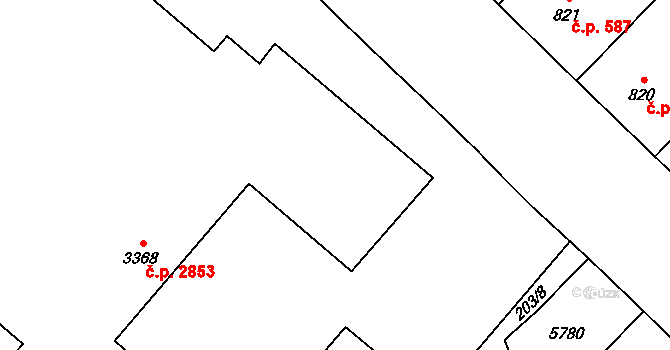 Břeclav 2853 na parcele st. 3368 v KÚ Břeclav, Katastrální mapa