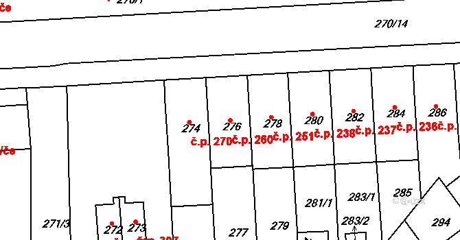 Řetenice 260, Teplice na parcele st. 276 v KÚ Teplice-Řetenice, Katastrální mapa