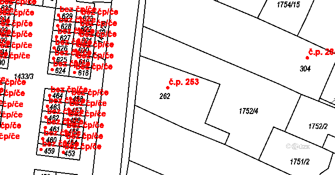 Staňkov I 253, Staňkov na parcele st. 262 v KÚ Staňkov-město, Katastrální mapa