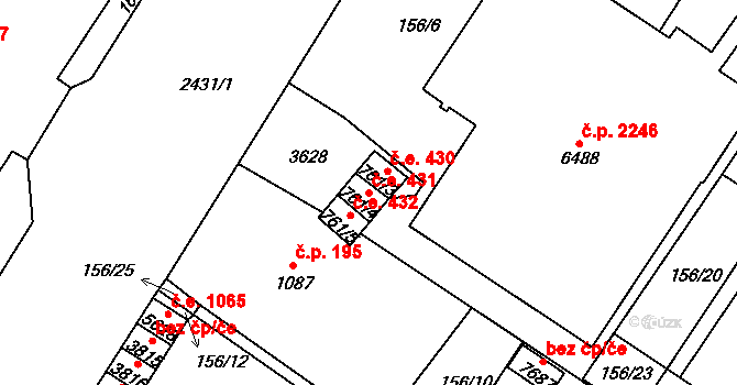 Cheb 431 na parcele st. 761/4 v KÚ Cheb, Katastrální mapa