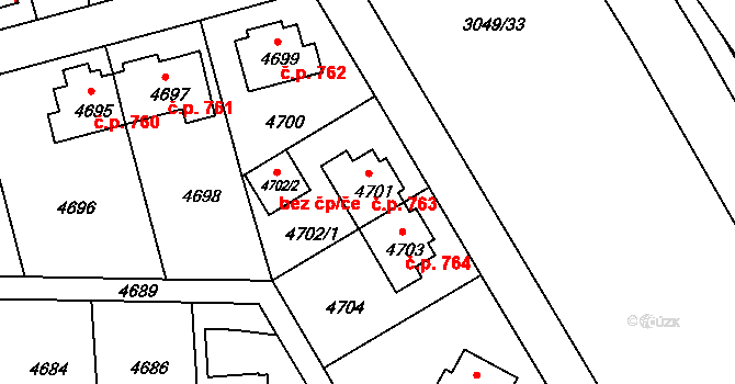 Záběhlice 763, Praha na parcele st. 4701 v KÚ Záběhlice, Katastrální mapa