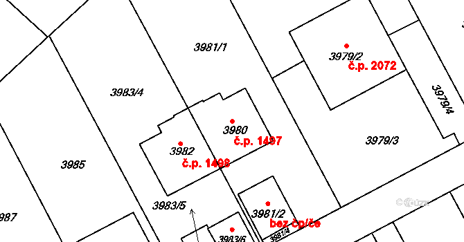 Dejvice 1497, Praha na parcele st. 3980 v KÚ Dejvice, Katastrální mapa
