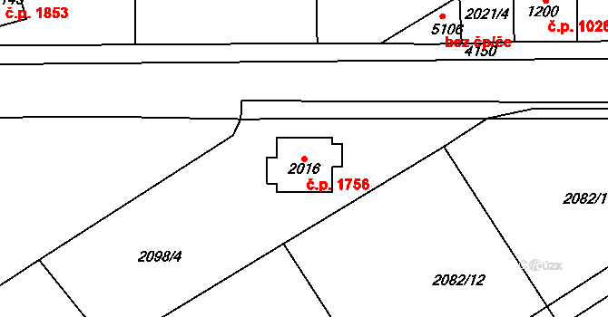 Dvůr Králové nad Labem 1756 na parcele st. 2016 v KÚ Dvůr Králové nad Labem, Katastrální mapa