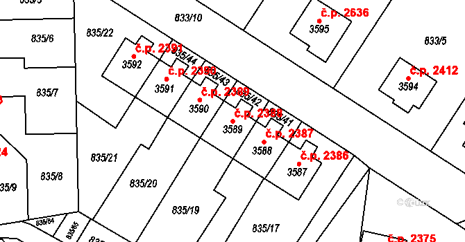Dvůr Králové nad Labem 2388 na parcele st. 3589 v KÚ Dvůr Králové nad Labem, Katastrální mapa