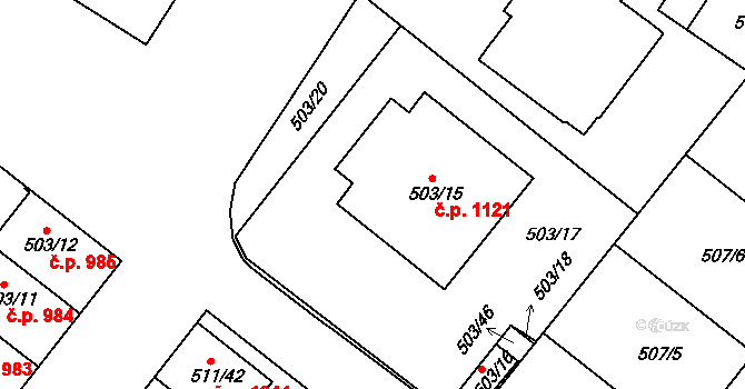 Mutěnice 1121 na parcele st. 503/15 v KÚ Mutěnice, Katastrální mapa