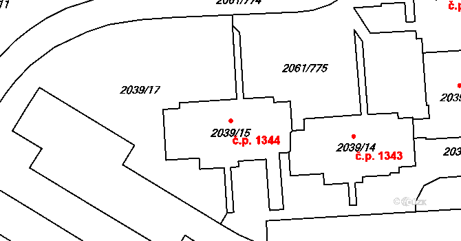 České Budějovice 2 1344, České Budějovice na parcele st. 2039/15 v KÚ České Budějovice 2, Katastrální mapa