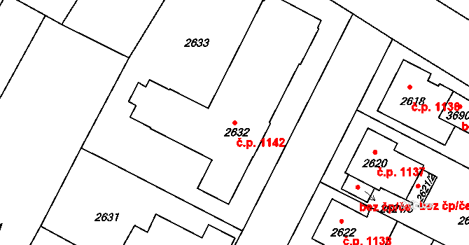 České Budějovice 5 1142, České Budějovice na parcele st. 2632 v KÚ České Budějovice 5, Katastrální mapa