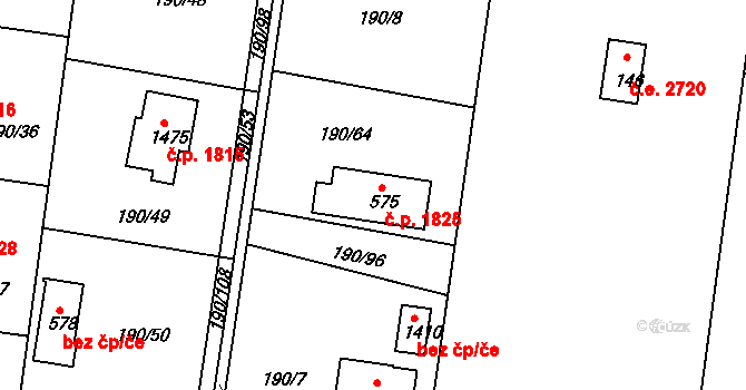 Těptín 1825, Kamenice na parcele st. 575 v KÚ Těptín, Katastrální mapa