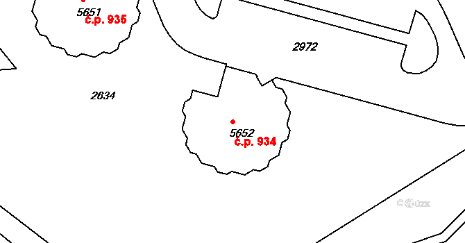 Střední Předměstí 934, Trutnov na parcele st. 5652 v KÚ Trutnov, Katastrální mapa