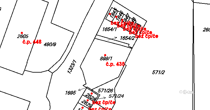 Horní Brána 435, Český Krumlov na parcele st. 899/1 v KÚ Český Krumlov, Katastrální mapa