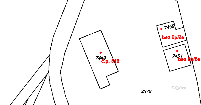 Zlín 512 na parcele st. 7449 v KÚ Zlín, Katastrální mapa