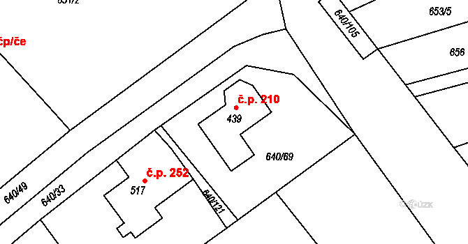 Pístovice 210, Račice-Pístovice na parcele st. 439 v KÚ Pístovice, Katastrální mapa