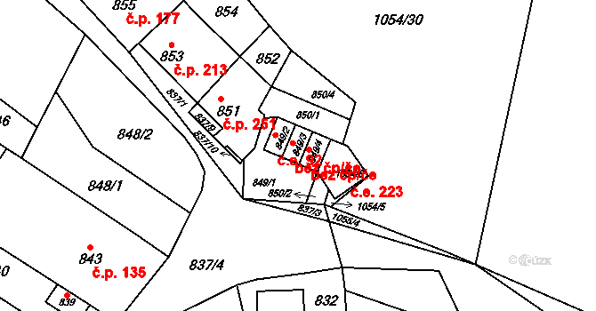 Moravské Bránice 226 na parcele st. 849/3 v KÚ Moravské Bránice, Katastrální mapa