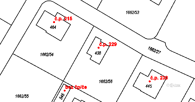 Olbramovice Ves 229, Olbramovice na parcele st. 438 v KÚ Olbramovice u Votic, Katastrální mapa
