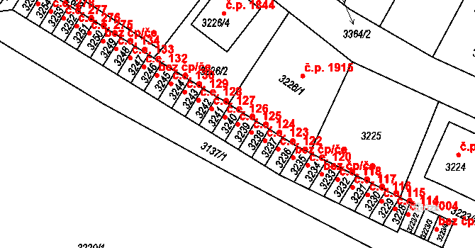 Děčín VI-Letná 125, Děčín na parcele st. 3239 v KÚ Podmokly, Katastrální mapa