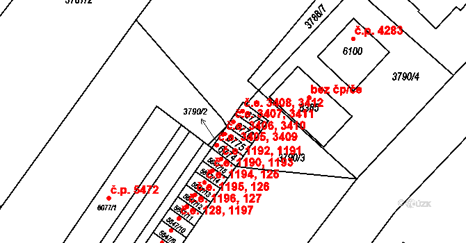 Zlín 3407,3411 na parcele st. 6776 v KÚ Zlín, Katastrální mapa