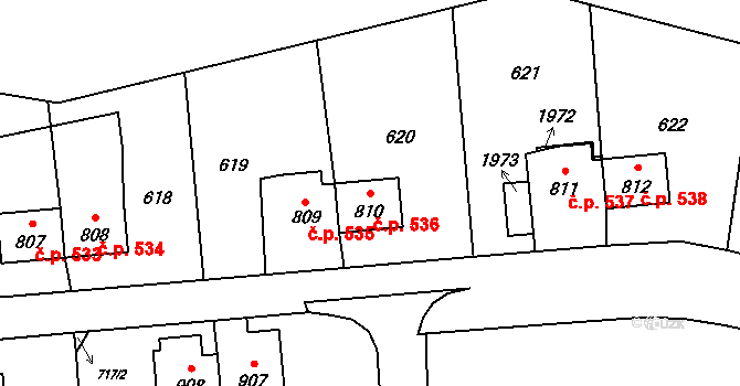 Heřmanice 536, Ostrava na parcele st. 810 v KÚ Heřmanice, Katastrální mapa