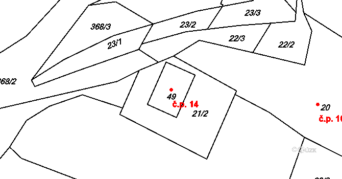 Vrtěžíř 14, Štěpánov nad Svratkou na parcele st. 49 v KÚ Vrtěžíř, Katastrální mapa