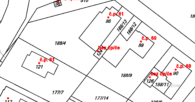 Nýrov 38329336 na parcele st. 124 v KÚ Nýrov, Katastrální mapa