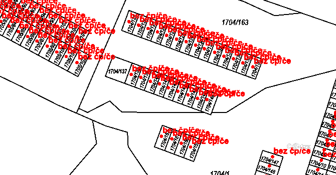 Liberec 40840336 na parcele st. 1704/142 v KÚ Starý Harcov, Katastrální mapa