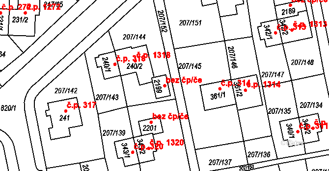 Sezimovo Ústí 40915336 na parcele st. 2199 v KÚ Sezimovo Ústí, Katastrální mapa