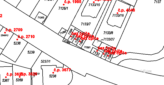 Brno 42182336 na parcele st. 7133/4 v KÚ Židenice, Katastrální mapa