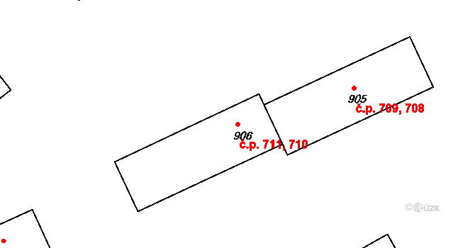 Bojkovice 710,711 na parcele st. 906 v KÚ Bojkovice, Katastrální mapa