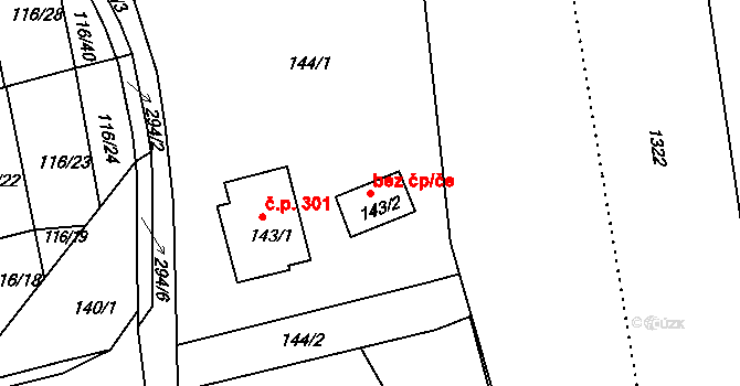 Třinec 46603336 na parcele st. 143/2 v KÚ Lyžbice, Katastrální mapa