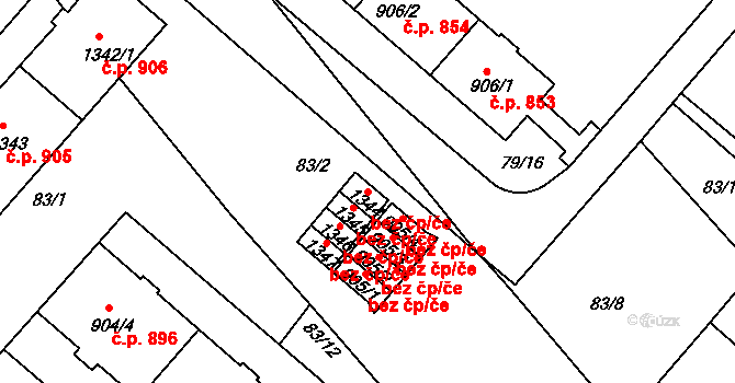 Neratovice 49386336 na parcele st. 1344 v KÚ Neratovice, Katastrální mapa