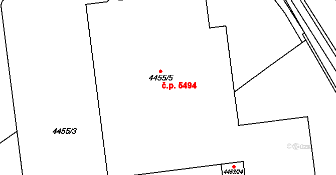 Chomutov 51034336 na parcele st. 4455/5 v KÚ Chomutov I, Katastrální mapa