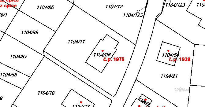 Trnovany 1975, Teplice na parcele st. 1104/96 v KÚ Teplice-Trnovany, Katastrální mapa