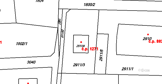 Horní Suchá 1271 na parcele st. 2911/4 v KÚ Horní Suchá, Katastrální mapa