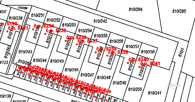 Proseč nad Nisou 5238, Jablonec nad Nisou na parcele st. 810/202 v KÚ Proseč nad Nisou, Katastrální mapa