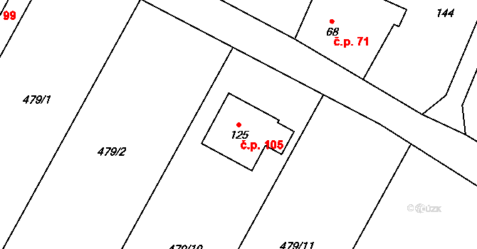 Sobáčov 105, Mladeč na parcele st. 125 v KÚ Sobáčov, Katastrální mapa